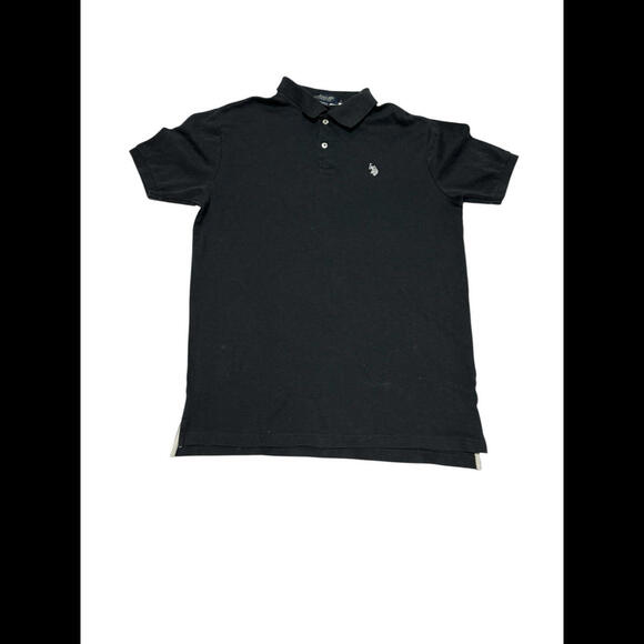 U.S. Polo Assn Luxury Feel Black Polo White Logo Size Medium - Picture 1 of 4
